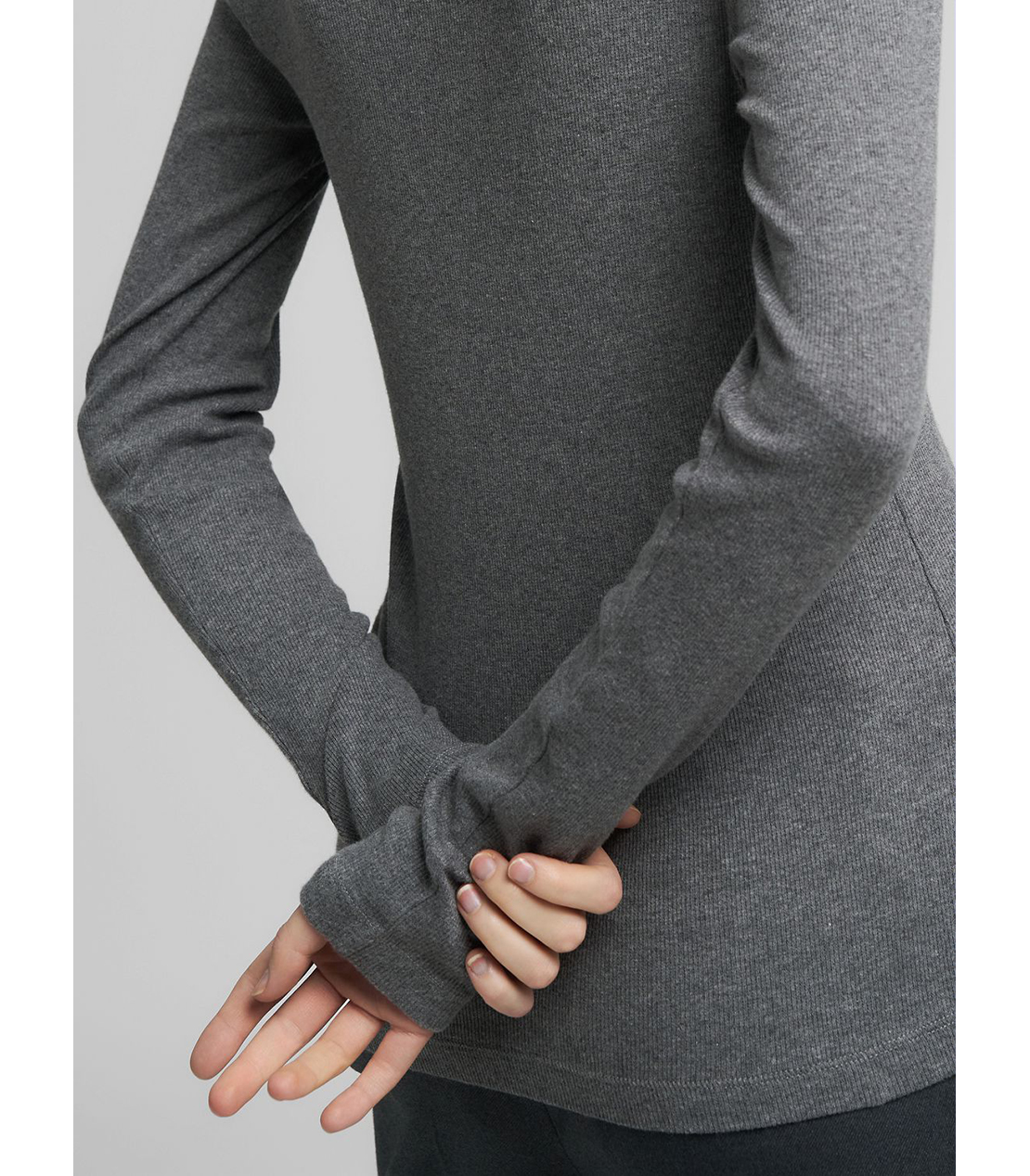 スリムフィット・クルーネックロングTシャツ 詳細画像 ダークグレーメランジ 7